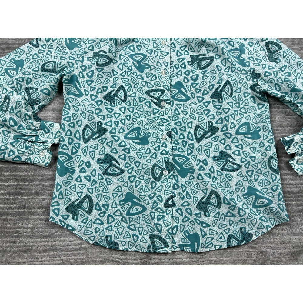 Vintage Pykettes Shirt Womens XL Green Button Up Longsleeve Casual - Picture 3 of 11